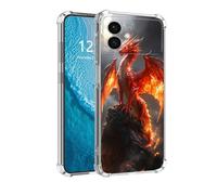 DISUOFEART for Samsung Galaxy S26 Edge Case, Anti-Scratch Transparent Hard Back Phone Cover, Fiery Red Dragon on Dark Rock Clear Slim Shockproof Military-Grade Protection