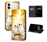 DISUOFEART for Samsung Galaxy S26 Edge Case Wallet, Leather Flip Cover with RFID Blocking, Card Holder, Magnetic Closure, Two White Owls in Autumn Kickstand Full Body Protective Case