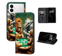 DISUOFEART for Samsung Galaxy S26 Edge Case Wallet, Leather Flip Cover with RFID Blocking, Card Holder, Magnetic Closure, Animal Poker Game Night Kickstand Full Body Protective Case