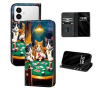 DISUOFEART for Samsung Galaxy S26 Edge Case Wallet, Leather Flip Cover with RFID Blocking, Card Holder, Magnetic Closure, Three Cats Playing Poker Kickstand Full Body Protective Case
