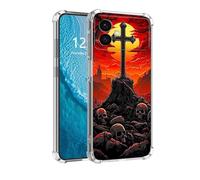 DISUOFEART for Samsung Galaxy S26 Edge Case with Pattern Design, Anti-Scratch Transparent Hard Back Phone Cover, Dusk Skull Cross Clear Slim Shockproof Military-Grade Protection