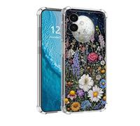 DISUOFEART for Samsung Galaxy S26 Edge Case with Pattern Design, Anti-Scratch Transparent Hard Back Phone Cover, Wildflower Under the Moonlight Clear Slim Shockproof Military-Grade Protection