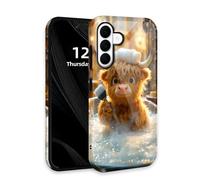DISUOFEART for Samsung Galaxy S26 Plus Case with Double Layer Protection - Film Design 2 in 1 Phone Cover, Bubbly Highland Calf Bath Hard Back Panel + Soft TPU Inner