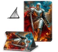 DISUOFEART for Samsung Galaxy Tab A9 Case 8.7 Inch, Slim Lightweight Stand Cover with Auto Sleep/Wake, Silver Knight in Fiery Sky