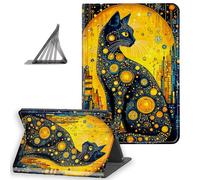 DISUOFEART for Samsung Galaxy Tab A9 Case 8.7 Inch, Slim Lightweight Stand Cover with Auto Sleep/Wake, Black Cat Adorned with Celestial