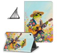 DISUOFEART for Samsung Galaxy Tab A9 Case 8.7 Inch, Slim Lightweight Stand Cover with Auto Sleep/Wake, Frog Musician in Flower Field