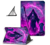 DISUOFEART for Samsung Galaxy Tab A9 Case 8.7 Inch, Slim Lightweight Stand Cover with Auto Sleep/Wake, Skeleton with Scythe Tombstones