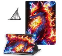 DISUOFEART for Samsung Galaxy Tab A9 Case 8.7 Inch, Slim Lightweight Stand Cover with Auto Sleep/Wake, Fire and Ice Fox with Flames