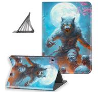 DISUOFEART for Samsung Galaxy Tab A9 Case 8.7 Inch, Slim Lightweight Stand Cover with Auto Sleep/Wake, Werewolf Amid Zombies Under Full Moon
