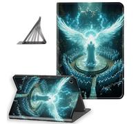 DISUOFEART for Samsung Galaxy Tab A9 Case 8.7 Inch, Slim Lightweight Stand Cover with Auto Sleep/Wake, Celestial Angel in Temple