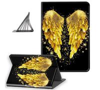DISUOFEART for Samsung Galaxy Tab A9 Plus Case 10.9 Inch, Slim Lightweight Stand Cover with Auto Sleep/Wake, Golden Angel Wings Glittering