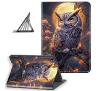 DISUOFEART for Samsung Galaxy Tab A9 Plus Case 10.9 Inch, Slim Lightweight Stand Cover with Auto Sleep/Wake, Owl Perched Under Full Golden Moon