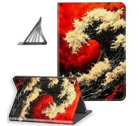 DISUOFEART for Samsung Galaxy Tab A9 Plus Case 10.9 Inch, Slim Lightweight Stand Cover with Auto Sleep/Wake, Red Wave in Fiery Sky