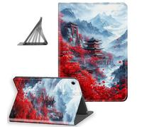 DISUOFEART for Samsung Galaxy Tab A9 Plus Case 10.9 Inch, Slim Lightweight Stand Cover with Auto Sleep/Wake, Red Chinese Temple Snow Mountain
