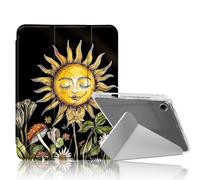 DISUOFEART for Samsung Galaxy Tab A9 Plus Case, Sun Plants and Mushrooms Clear Protective Cover with Pencil Holder, Multi-Angle Folding Y-Shaped Stand & Auto Sleep/Wake Function