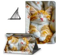DISUOFEART for Samsung Galaxy Tab S10 FE/ S9 FE/ S9 Case 10.9 Inch(2025/2023), Slim Lightweight Stand Cover with Auto Sleep/Wake, Sleep Ginger Cat on Floral Blanket