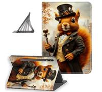 DISUOFEART for Samsung Galaxy Tab S10 Plus/ S9 Plus/ S9 FE Plus Case 12.4 Inch, Slim Lightweight Stand Cover with Auto Sleep/Wake, Steampunk Squirrel Gentleman