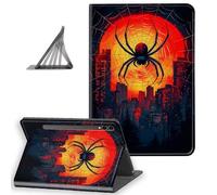 DISUOFEART for Samsung Galaxy Tab S10 Plus/ S9 Plus/ S9 FE Plus Case 12.4 Inch, Slim Lightweight Stand Cover with Auto Sleep/Wake, Black Spider with City Sunset