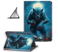 DISUOFEART for Samsung Galaxy Tab S10 Plus/ S9 Plus/ S9 FE Plus Case 12.4 Inch, Slim Lightweight Stand Cover with Auto Sleep/Wake, Werewolf in Moonlit Forest of Skulls