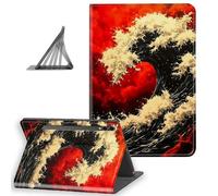 DISUOFEART for Samsung Galaxy Tab S10 Plus/ S9 Plus/ S9 FE Plus Case 12.4 Inch, Slim Lightweight Stand Cover with Auto Sleep/Wake, Red Wave in Fiery Sky