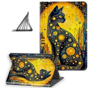 DISUOFEART for Samsung Galaxy Tab S10 Plus/ S9 Plus/ S9 FE Plus Case 12.4 Inch, Slim Lightweight Stand Cover with Auto Sleep/Wake, Black Cat Adorned with Celestial