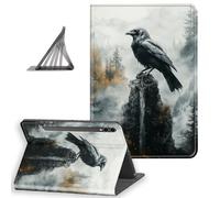 DISUOFEART for Samsung Galaxy Tab S10 Plus/ S9 Plus/ S9 FE Plus Case 12.4 Inch, Slim Lightweight Stand Cover with Auto Sleep/Wake, Raven Perched on Sword Stone