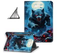DISUOFEART for Samsung Galaxy Tab S10 Plus/ S9 Plus/ S9 FE Plus Case 12.4 Inch, Slim Lightweight Stand Cover with Auto Sleep/Wake, Werewolf Under Full Moon Skulls