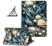 DISUOFEART for Samsung Galaxy Tab S10 Plus/ S9 Plus/ S9 FE Plus Case 12.4 Inch, Slim Lightweight Stand Cover with Auto Sleep/Wake, Seashell and Pearl Ocean Collage