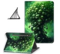 DISUOFEART for Samsung Galaxy Tab S10 Plus/ S9 Plus/ S9 FE Plus Case 12.4 Inch, Slim Lightweight Stand Cover with Auto Sleep/Wake, Skull Tree Eerie Green Glow