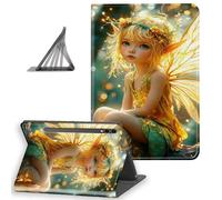 DISUOFEART for Samsung Galaxy Tab S10 Plus/ S9 Plus/ S9 FE Plus Case 12.4 Inch, Slim Lightweight Stand Cover with Auto Sleep/Wake, Golden Elf Enchanted Forest