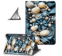 DISUOFEART for Samsung Galaxy Tab S10 Plus/ S9 Plus/ S9 FE Plus Case 12.4 Inch, Slim Lightweight Stand Cover with Auto Sleep/Wake, Blue Seashell and Pearl Arrangement