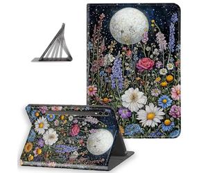 DISUOFEART for Samsung Galaxy Tab S10 Plus/ S9 Plus/ S9 FE Plus Case 12.4 Inch, Slim Lightweight Stand Cover with Auto Sleep/Wake, Wildflower Under The Moonlight