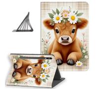 DISUOFEART for Samsung Galaxy Tab S10 Ultra/ S9 Ultra/ S8 Ultra Case 14.6 Inch, Slim Lightweight Stand Cover with Auto Sleep/Wake, Baby Cow with Daisy Wreath