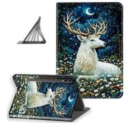 DISUOFEART for Samsung Galaxy Tab S10 Ultra/ S9 Ultra/ S8 Ultra Case 14.6 Inch, Slim Lightweight Stand Cover with Auto Sleep/Wake, White Stag in Magical Moon Forest