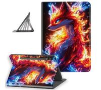 DISUOFEART for Samsung Galaxy Tab S10 Ultra/ S9 Ultra/ S8 Ultra Case 14.6 Inch, Slim Lightweight Stand Cover with Auto Sleep/Wake, Fire and Ice Fox with Flames