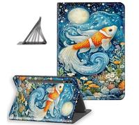 DISUOFEART for Samsung Galaxy Tab S10 Ultra/ S9 Ultra/ S8 Ultra Case 14.6 Inch, Slim Lightweight Stand Cover with Auto Sleep/Wake, Koi Fish Swimming Moonlit Water