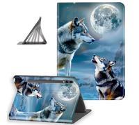DISUOFEART for Samsung Galaxy Tab S10 Ultra/ S9 Ultra/ S8 Ultra Case 14.6 Inch, Slim Lightweight Stand Cover with Auto Sleep/Wake, Wolves Howling at The Moon