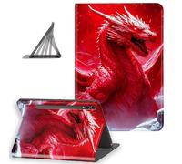 DISUOFEART for Samsung Galaxy Tab S10 Ultra/ S9 Ultra/ S8 Ultra Case 14.6 Inch, Slim Lightweight Stand Cover with Auto Sleep/Wake, Fiery Red Dragon on Snowy Rocks