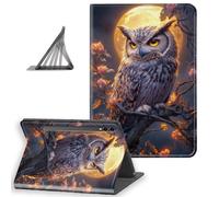 DISUOFEART for Samsung Galaxy Tab S10 Ultra/ S9 Ultra/ S8 Ultra Case 14.6 Inch, Slim Lightweight Stand Cover with Auto Sleep/Wake, Owl Perched Under Full Golden Moon