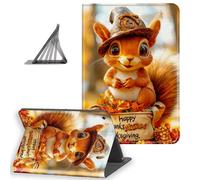 DISUOFEART foriPad 9th/ 8th/ 7th Generation 10.2 Inch (2021/2020/2019 Release) Case, Slim Lightweight Stand Cover with Auto Sleep/Wake, Pilgrim Hat Squirrel for Holiday Decor