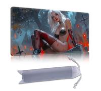DISUOFEART Playmat for MTG & Magic: The Gathering, 24x14 inch Non-Slip TCG Game Mat for Commander, Dark Fantasy Gothic Vampire Girl Card Game Table Mat