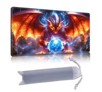DISUOFEART Playmat for MTG & Magic: The Gathering, 24x14 inch Non-Slip TCG Game Mat for Commander, Fiery Lightning Dragon Fantasy Card Game Table Mat