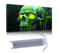 DISUOFEART Playmat for MTG & Magic: The Gathering, 24x14 inch Non-Slip TCG Game Mat for Commander, Green Slime Skull with Glowing Eyes Card Game Table Mat