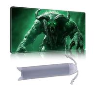 DISUOFEART Playmat for MTG & Magic: The Gathering, 24x14 inch Non-Slip TCG Game Mat for Commander, Green Horned Demon Monster Card Game Table Mat