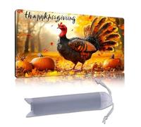 DISUOFEART Playmat for MTG & Magic: The Gathering, 24x14 inch Non-Slip TCG Game Mat for Commander, Harvest Turkey Pumpkins Card Game Table Mat
