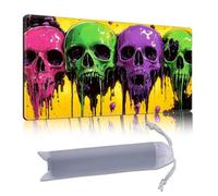DISUOFEART Playmat for MTG & Magic: The Gathering, 24x14 inch Non-Slip TCG Game Mat for Commander, Neon Dripping Skulls Card Game Table Mat