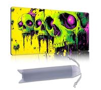 DISUOFEART Playmat for MTG & Magic: The Gathering, 24x14 inch Non-Slip TCG Game Mat for Commander, Neon Green & Purple Dripping Skulls Card Game Table Mat