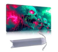 DISUOFEART Playmat for MTG & Magic: The Gathering, 24x14 inch Non-Slip TCG Game Mat for Commander, Neon Zombie Skulls Horror Print Card Game Table Mat