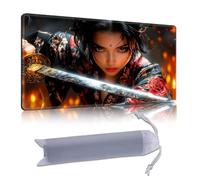 DISUOFEART Playmat for MTG & Magic: The Gathering, 24x14 inch Non-Slip TCG Game Mat for Commander, Samurai Woman with Katana Card Game Table Mat