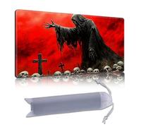 DISUOFEART Playmat for MTG & Magic: The Gathering, 24x14 inch Non-Slip TCG Game Mat for Commander, Skeleton in Red Graveyard Card Game Table Mat